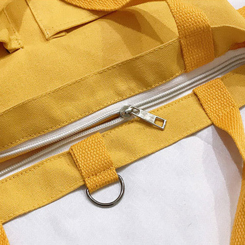 Harajuku Canvas Bags Students Handbag With Pockets Preppy Buckpack Shoulder Bag For Women Shoolbags