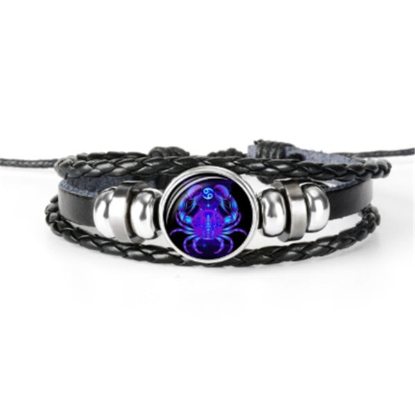 12 Zodiac Constellation Bracelet Luminous Braided Design Bracelet For Men Women Kids